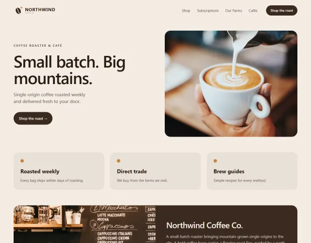 Northwind Coffee Co. website concept