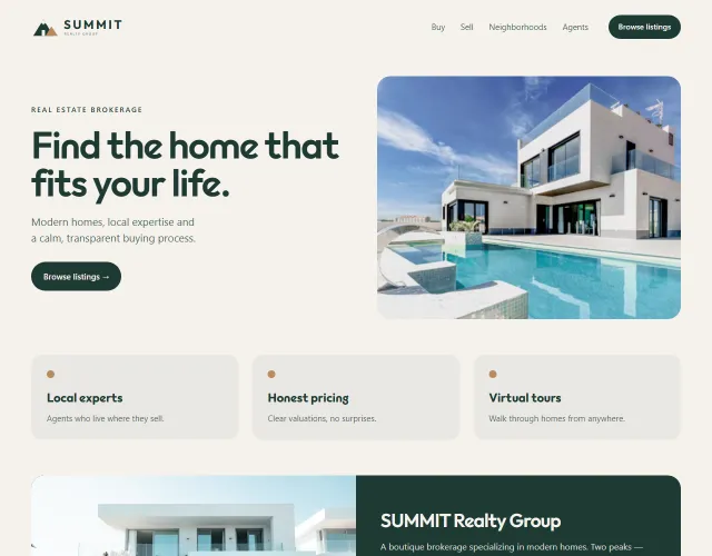 SUMMIT Realty Group website concept
